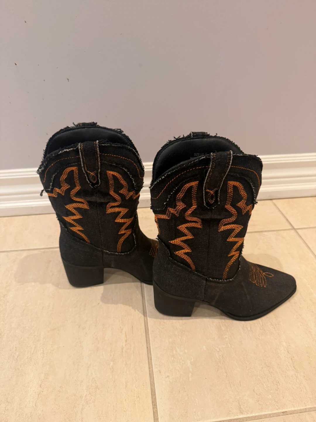 Hawkwell Black & Orange Embroidered Cowboy Boots - photo 4