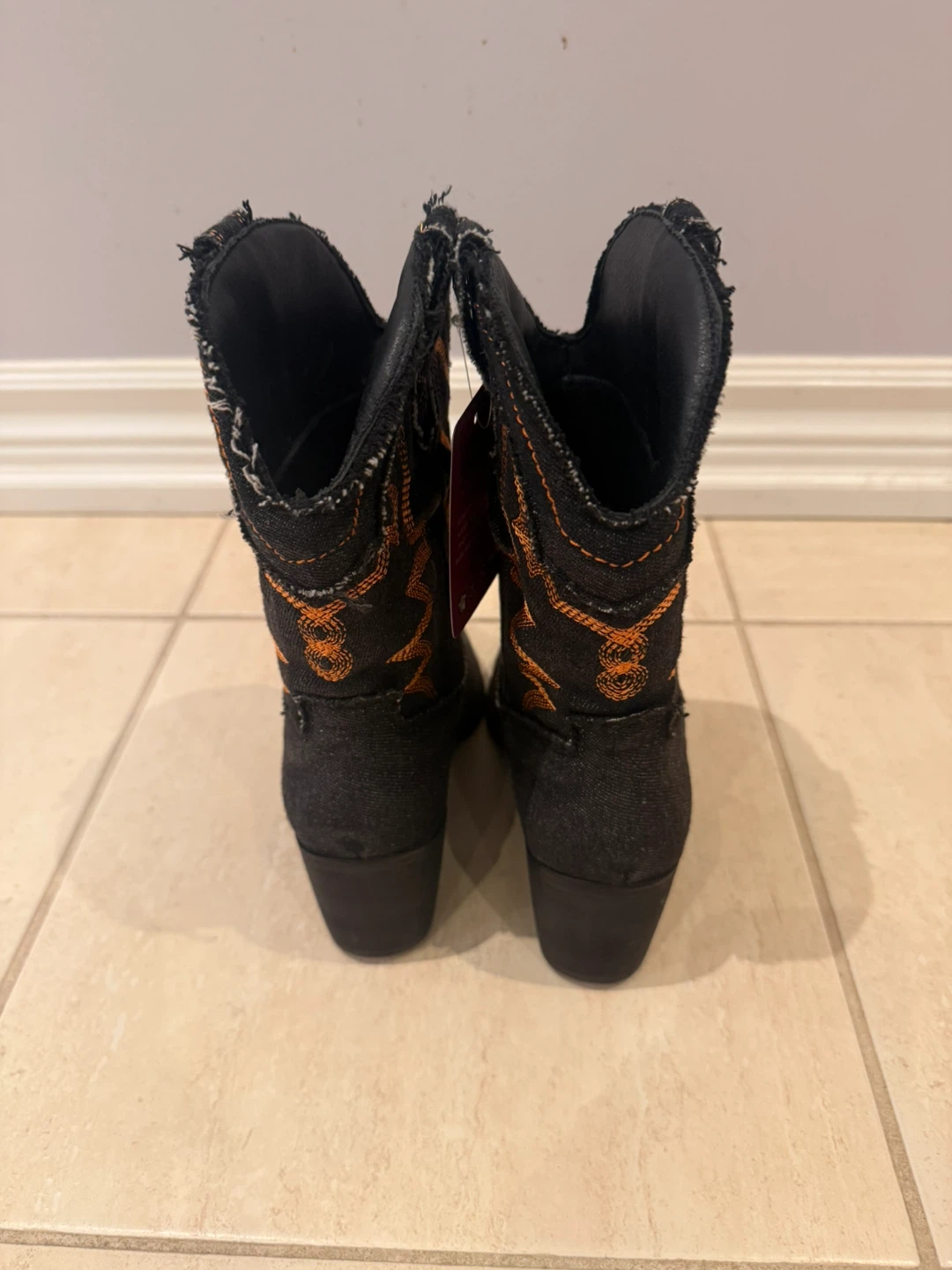 Hawkwell Black & Orange Embroidered Cowboy Boots - photo 5