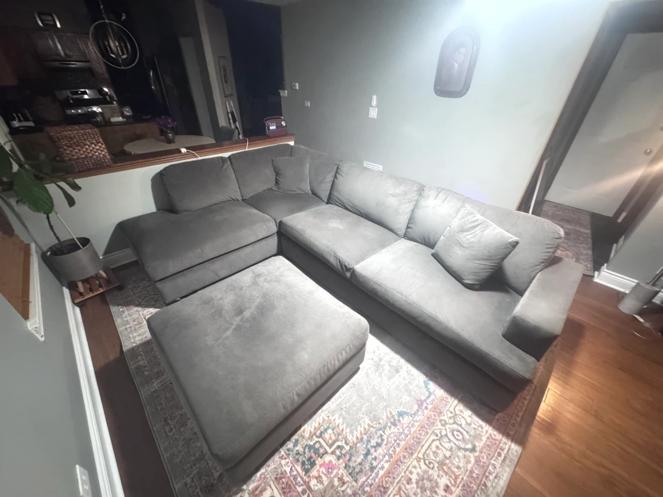Large Grey sectional with ottoman