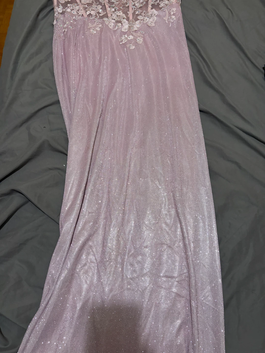 Sparkly Mauve Lace Corset Maxi Dress - photo 3