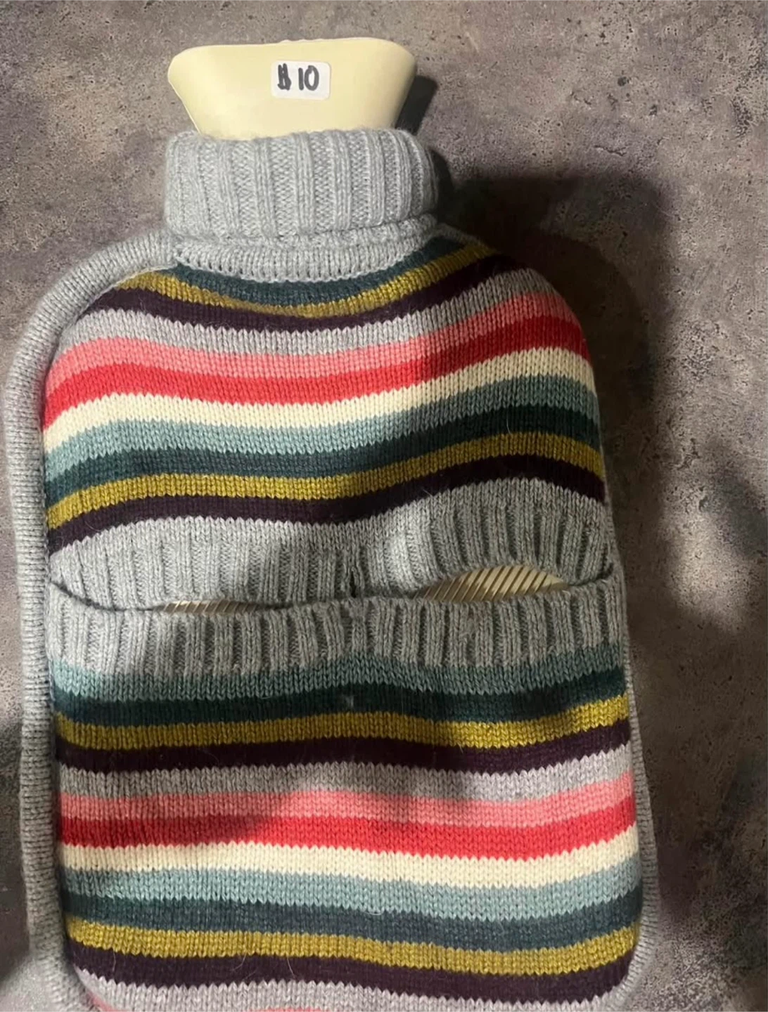 Striped Hot Water Bottle with Pocket