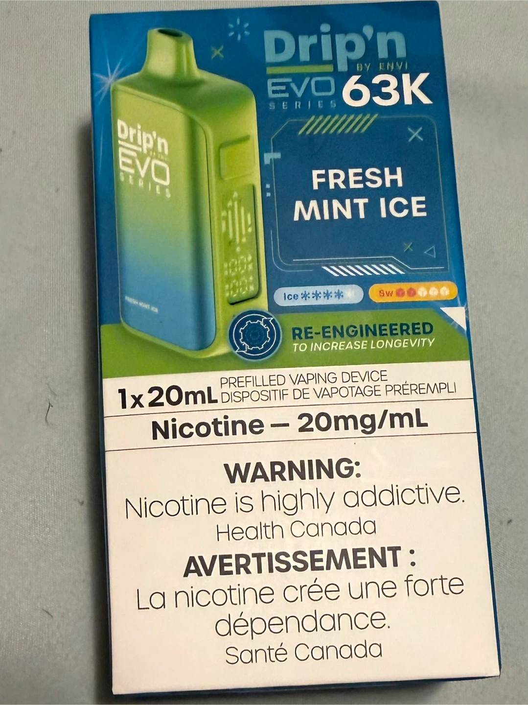 Drip'n by Envi EVO 63K Prefilled Vaping Device - Fresh Mint Ice