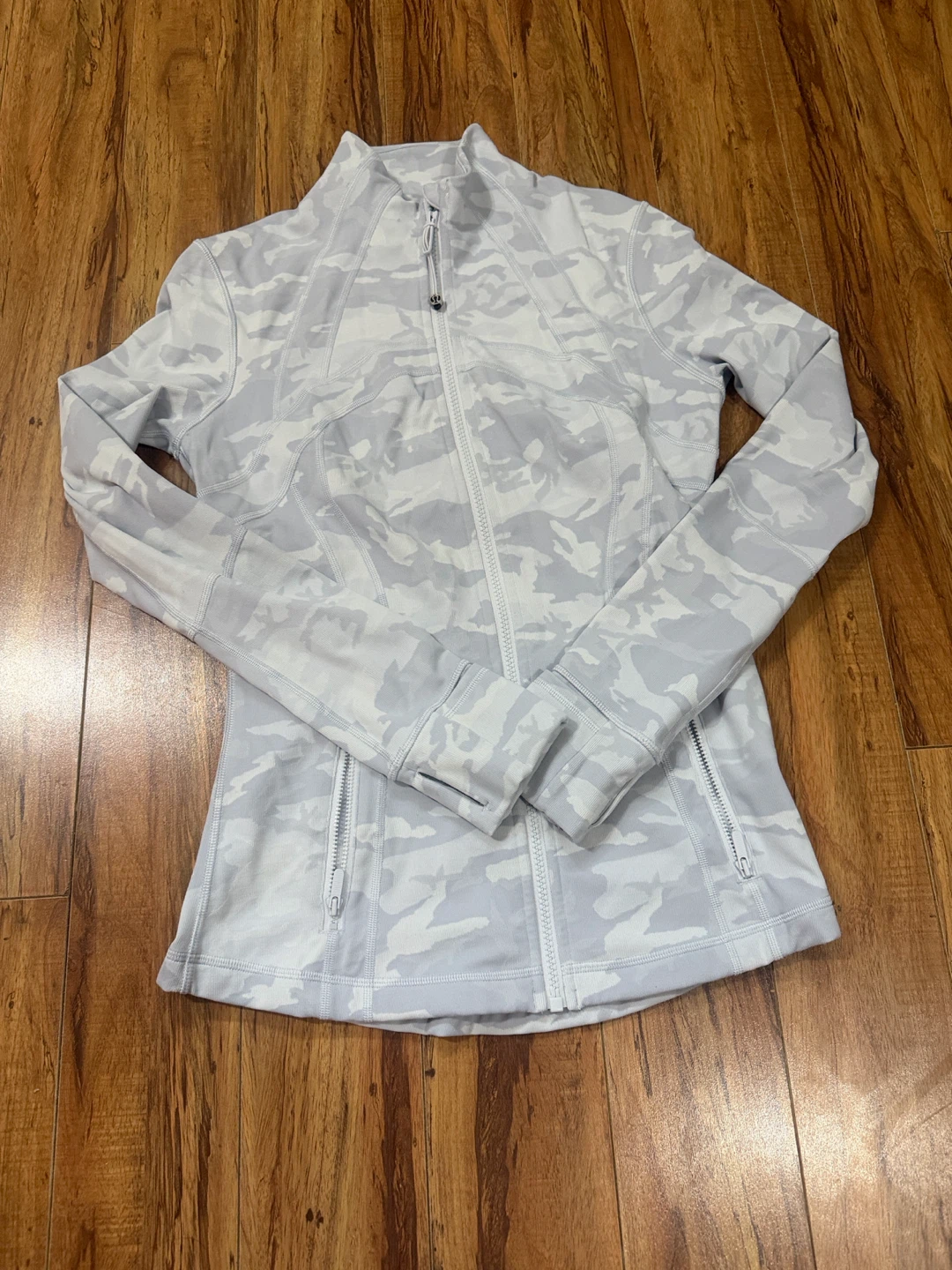 Lululemon Track Jacket Camo Full Zip White Grey Women's Size 4