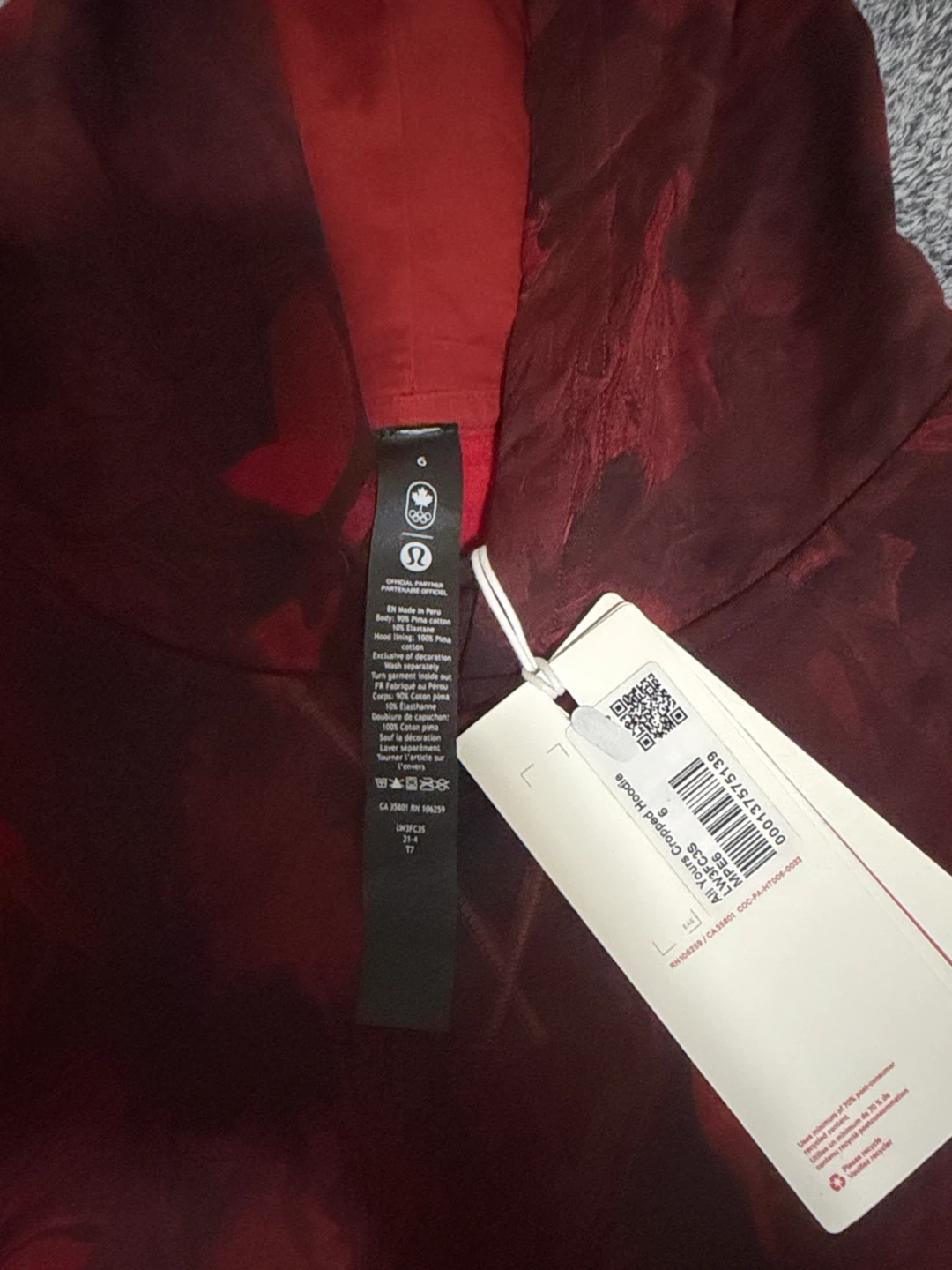 Lululemon All Yours Cropped Hoodie Size 6 Red - photo 2
