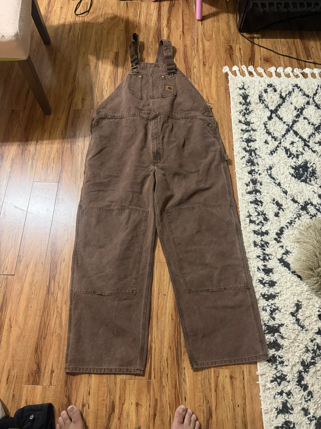 Carhartt Brown Double-Knee Bib Overalls