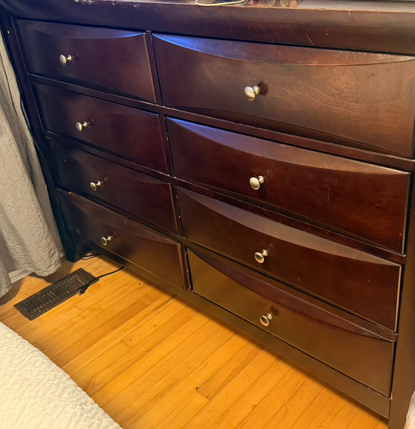 Dark Wood Dresser/ queen bed frame and head board