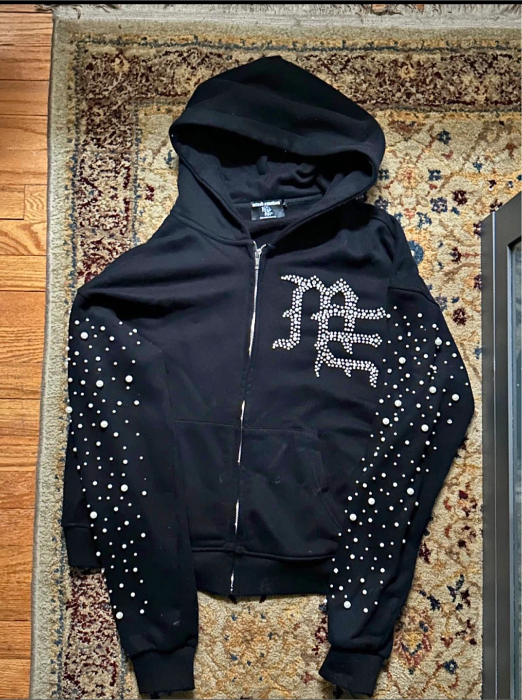 Black Embellished Hoodie and Sweatpants Set