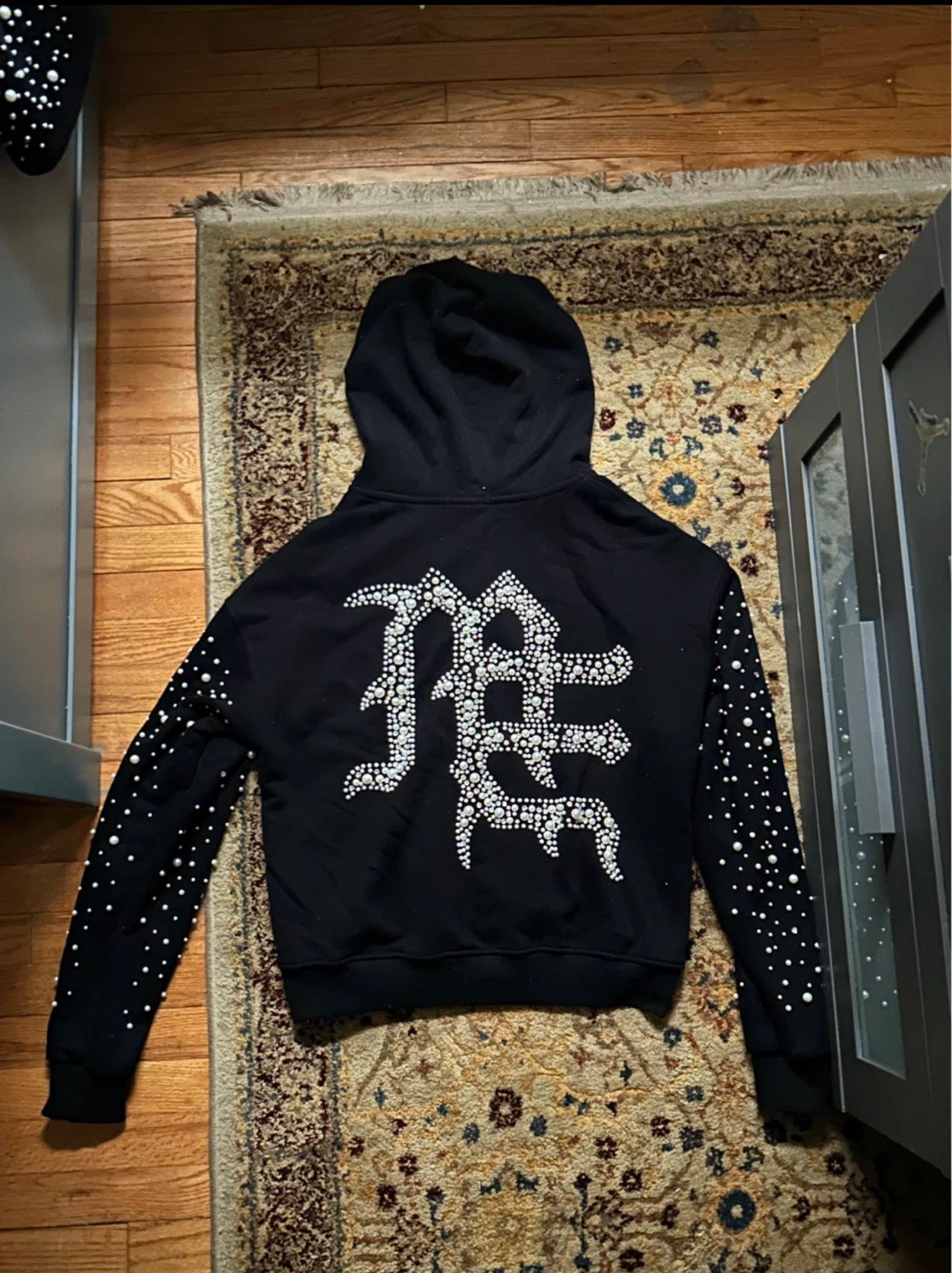 Black Embellished Hoodie and Sweatpants Set - photo 2