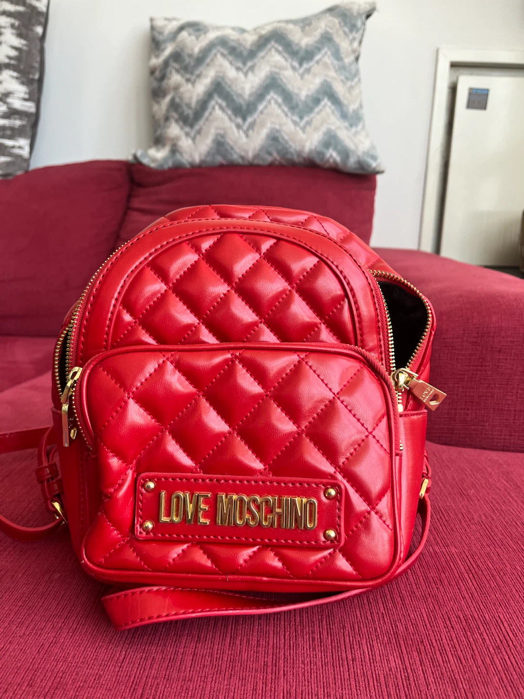 Love Moschino Red Quilted Backpack