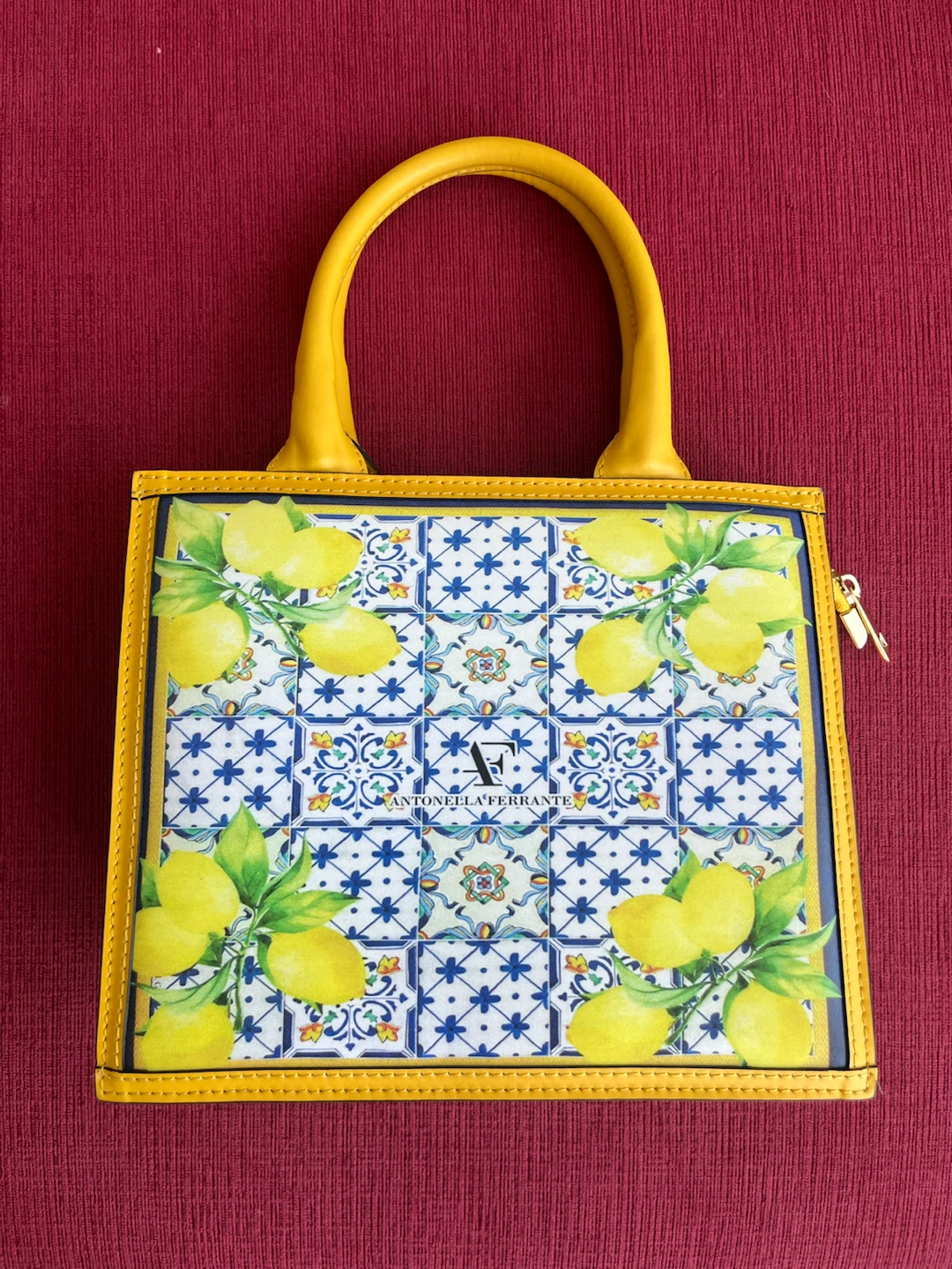 Antonella Ferrante Yellow Lemon Print Tote Bag