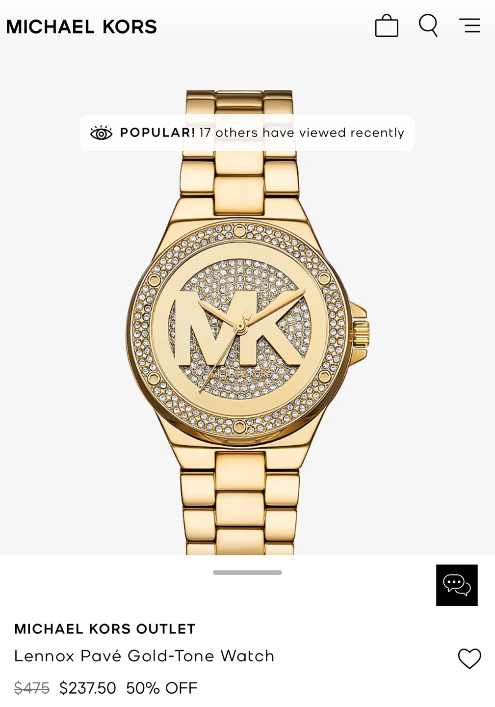 Michael Kors Lennox Pavé Gold-Tone Watch