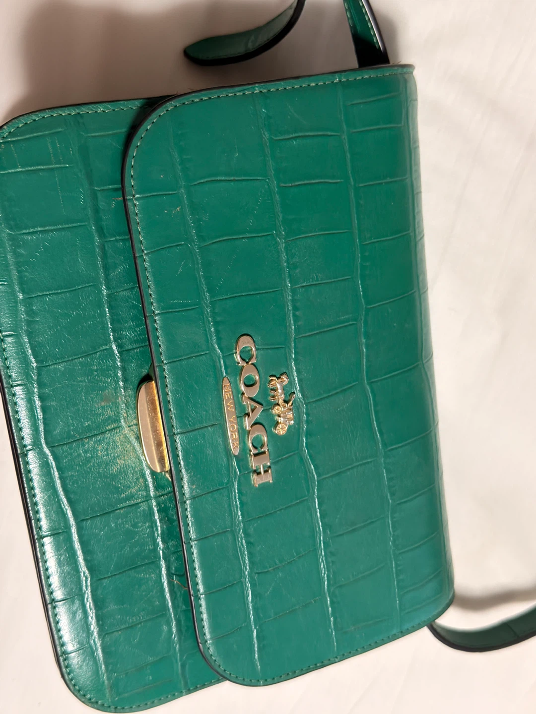 Coach Shoulder Bag - Green Crocodile Embossed Leather - photo 2