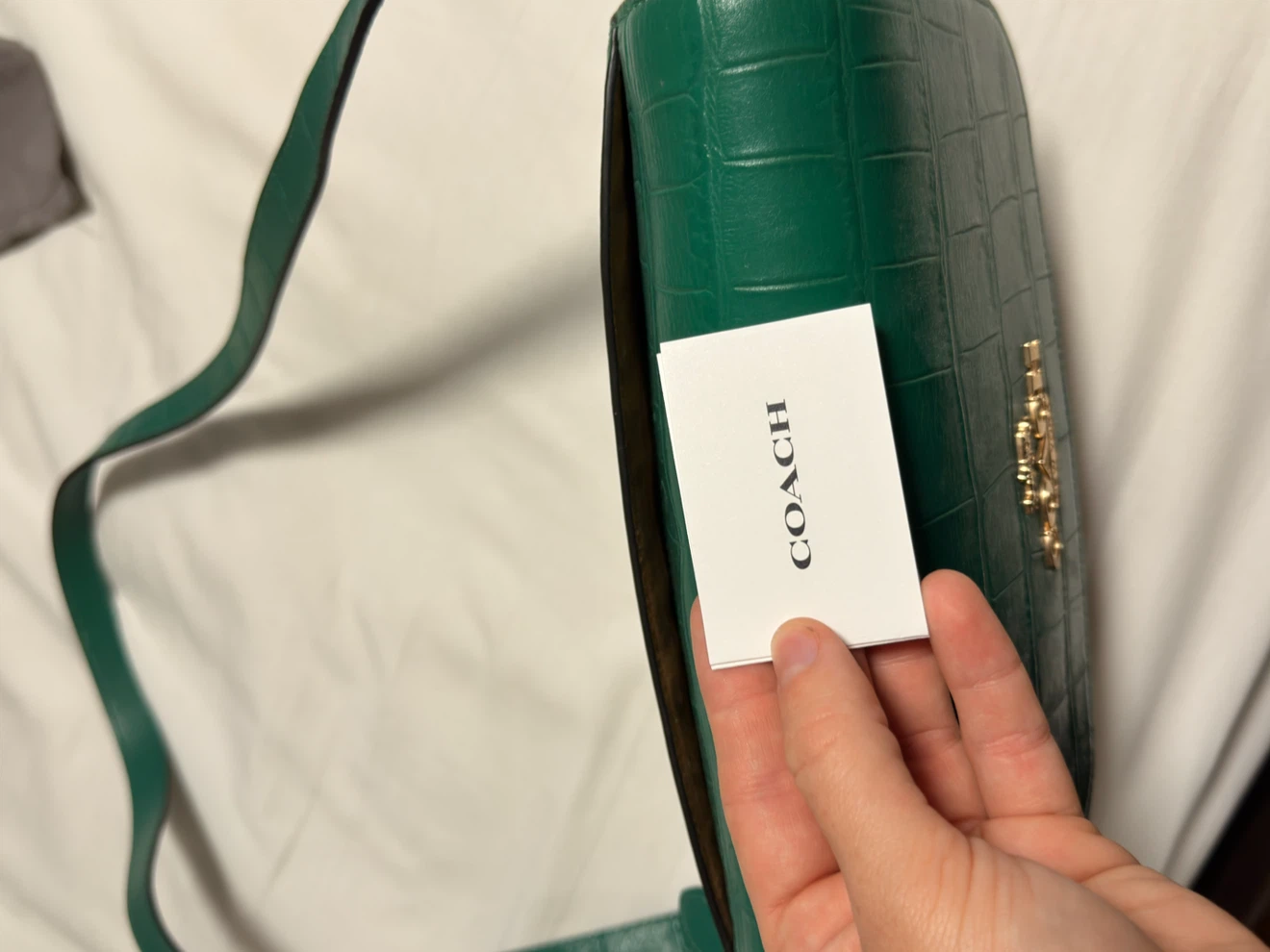 Coach Shoulder Bag - Green Crocodile Embossed Leather - photo 3