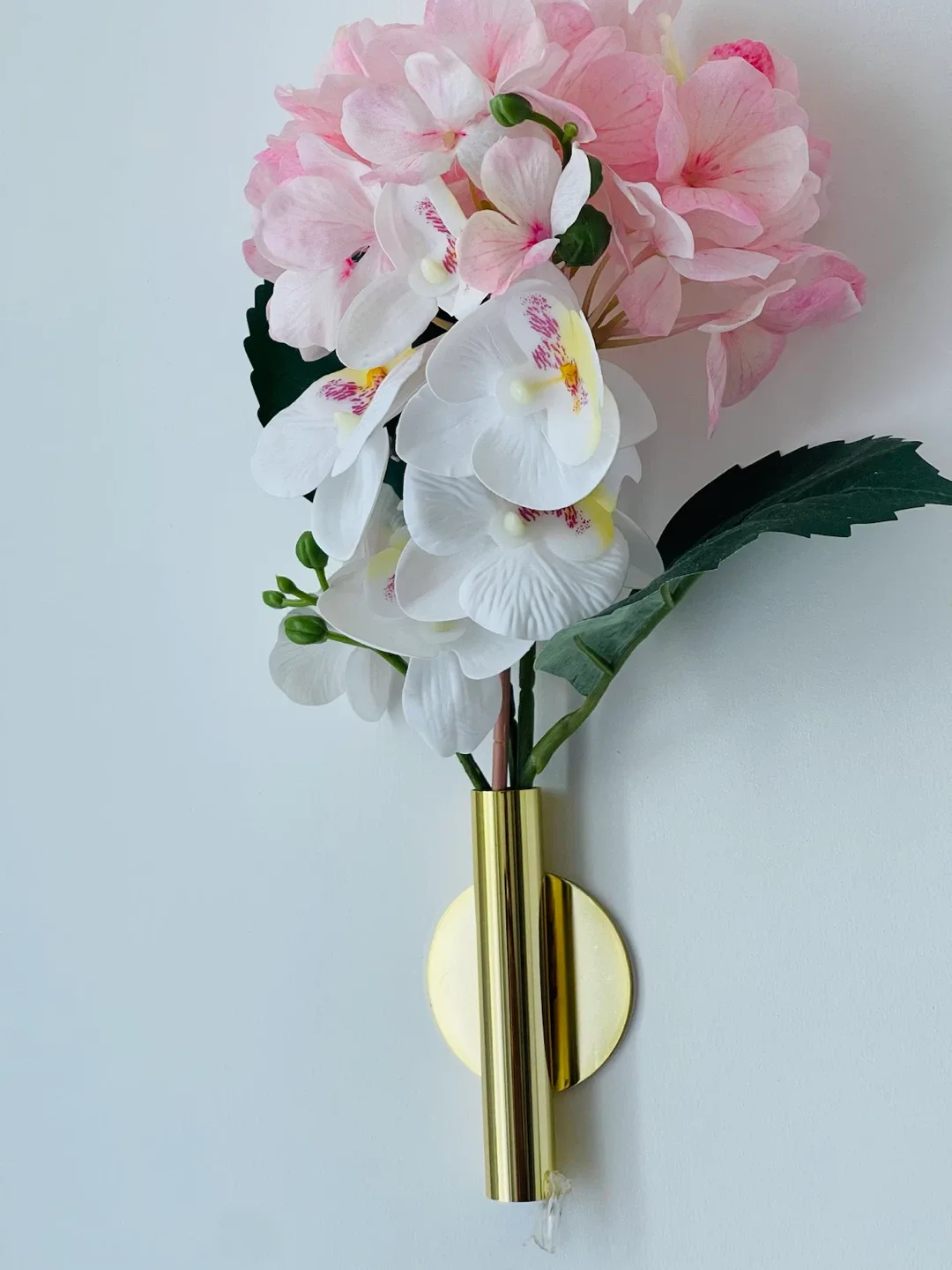 Artificial White Orchid and Hydrangea Flower Arrangement