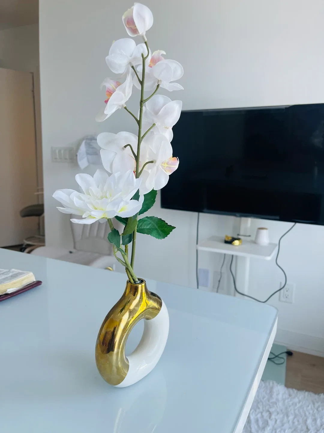 Artificial White Orchid and Hydrangea Flower Arrangement - photo 3