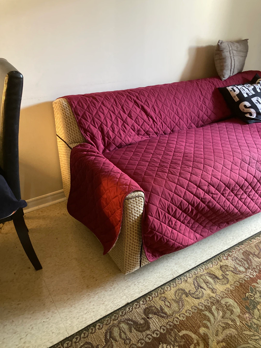 Maroon Quilted Sofa Cover - photo 2