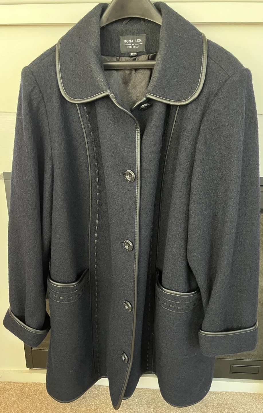 Mona Lisa Fen-Nelli Women's Dark Blue Coat Size 20W