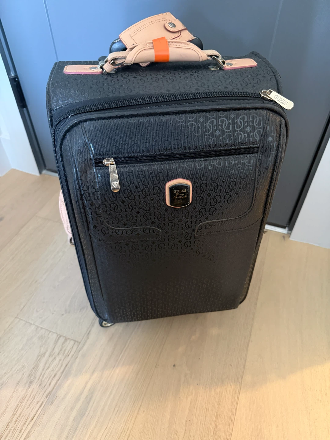 Guess Black Monogram Carry-On Suitcase