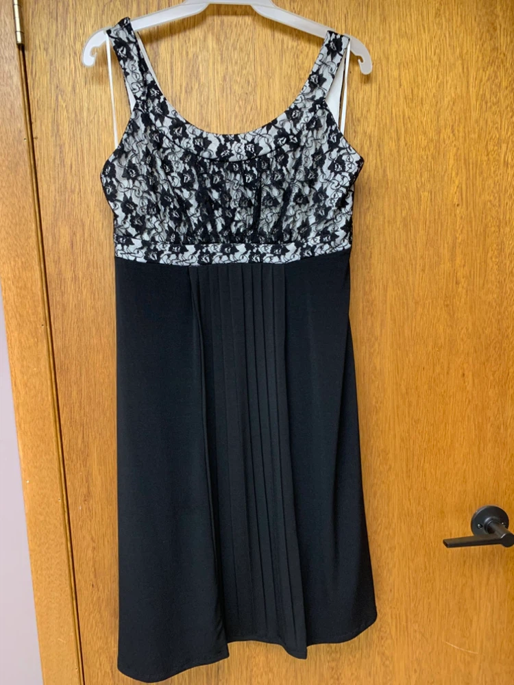 Laura Petite Black Lace & Pleated Dress