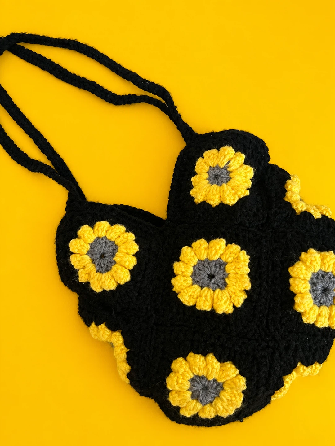 Crocheted Sunflower Tote Bag