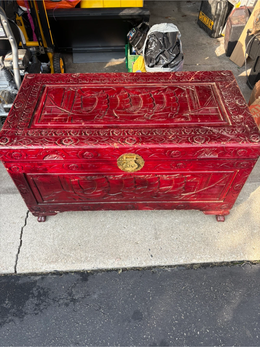Vintage Carved Wood Chest
