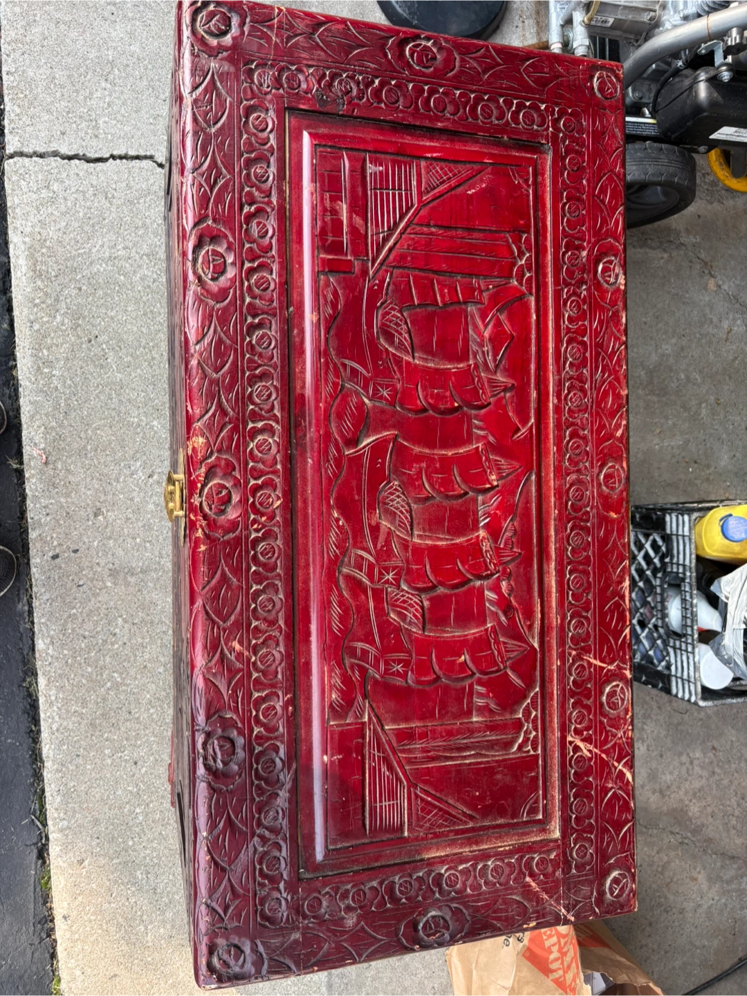 Vintage Carved Wood Chest - photo 3