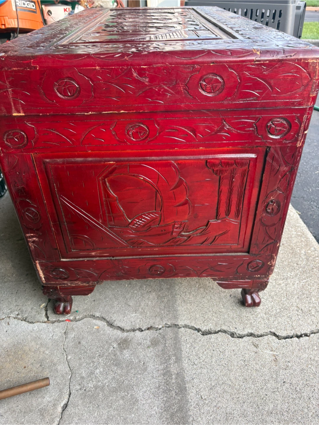 Vintage Carved Wood Chest - photo 4