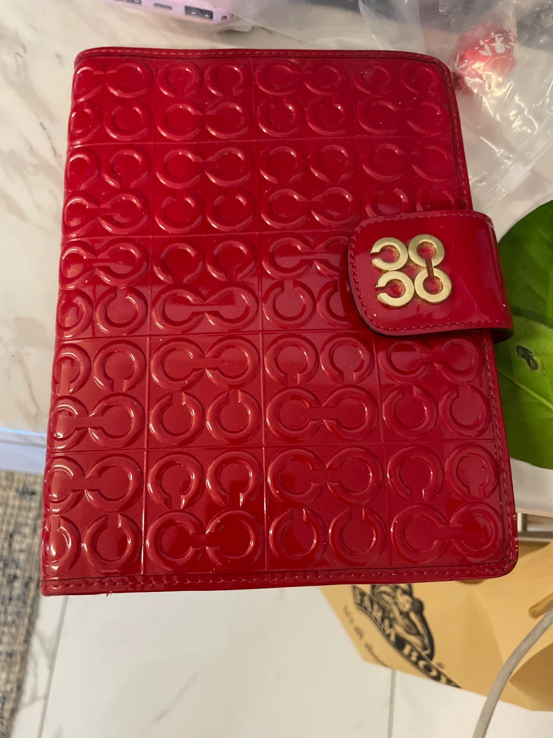 Coach Red Patent Leather Organizer Planner