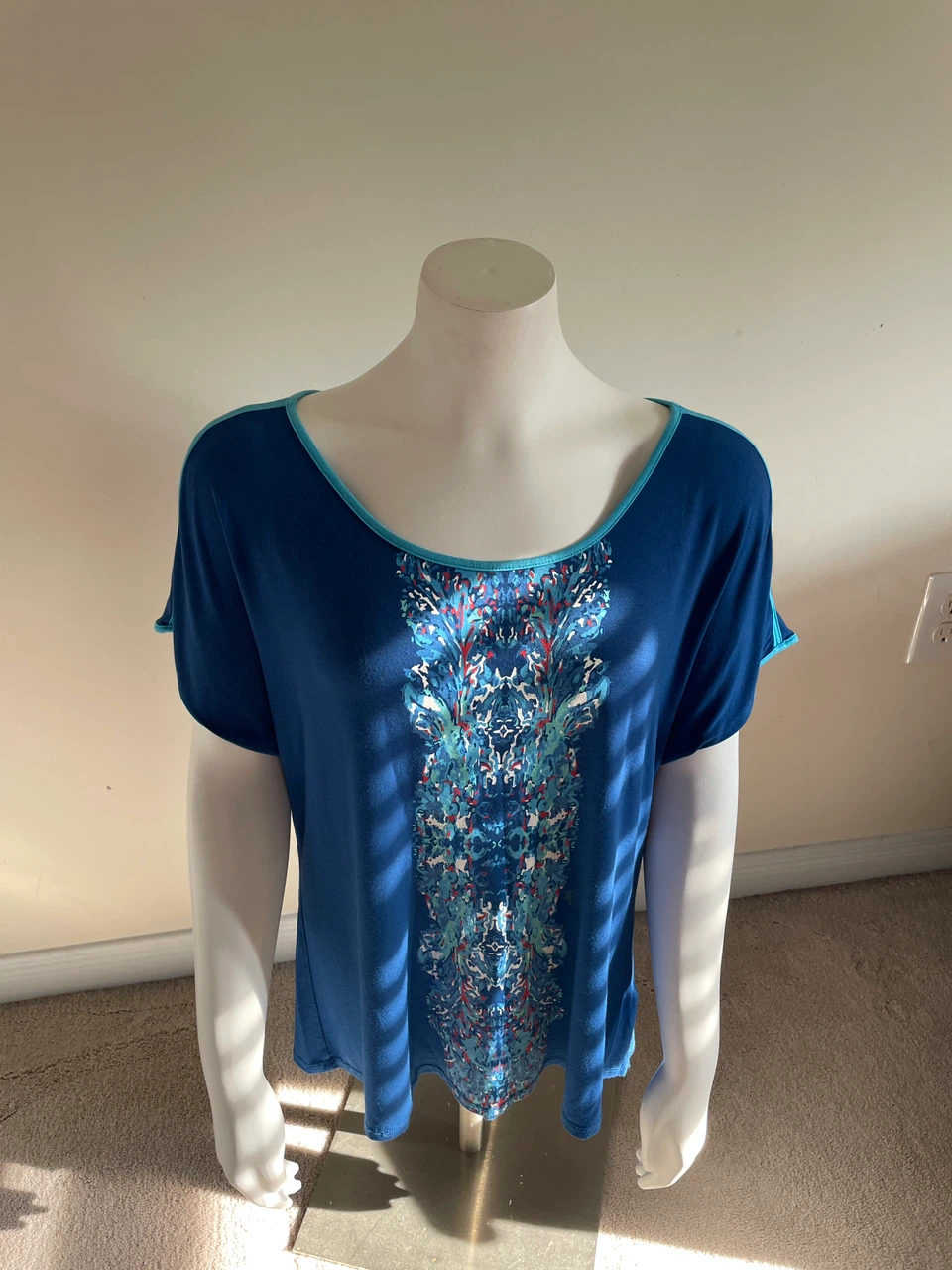 Rithmams Blue Graphic Print T-Shirt - M