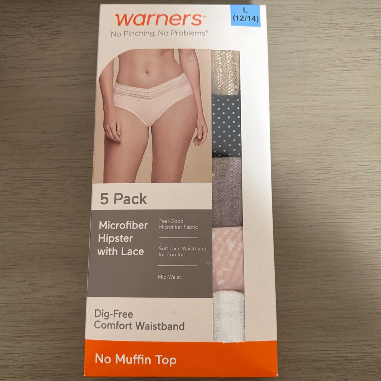 Warner's Microfiber Hipster with Lace 5 Pack - Size L
