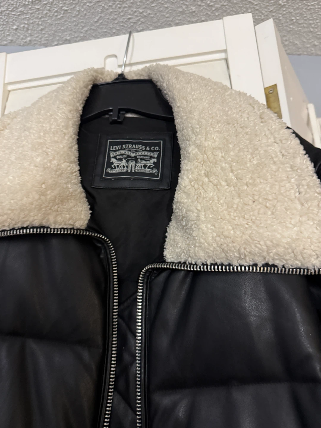 Levi's Faux Leather Puffer Jacket with Sherpa Collar - photo 4