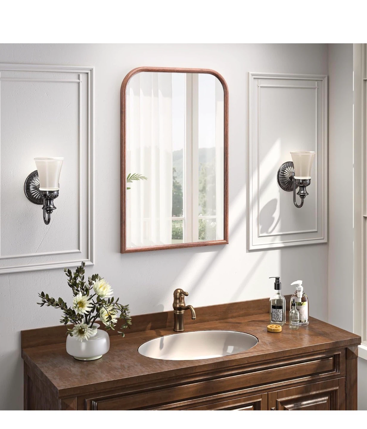 24"x36" Arch Wall Mirror with Tempered Glass and Wood Frame - photo 3