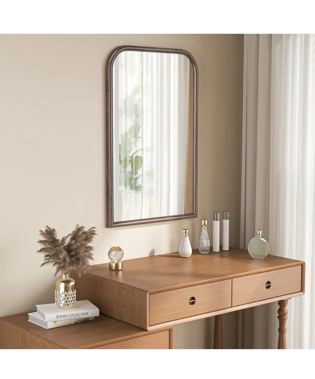 24"x36" Arch Wall Mirror with Tempered Glass and Wood Frame - photo 4