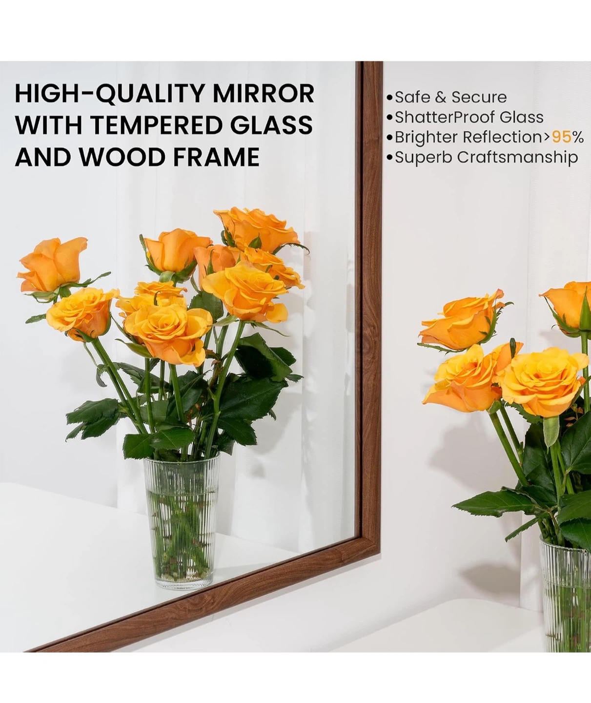24"x36" Arch Wall Mirror with Tempered Glass and Wood Frame - photo 5