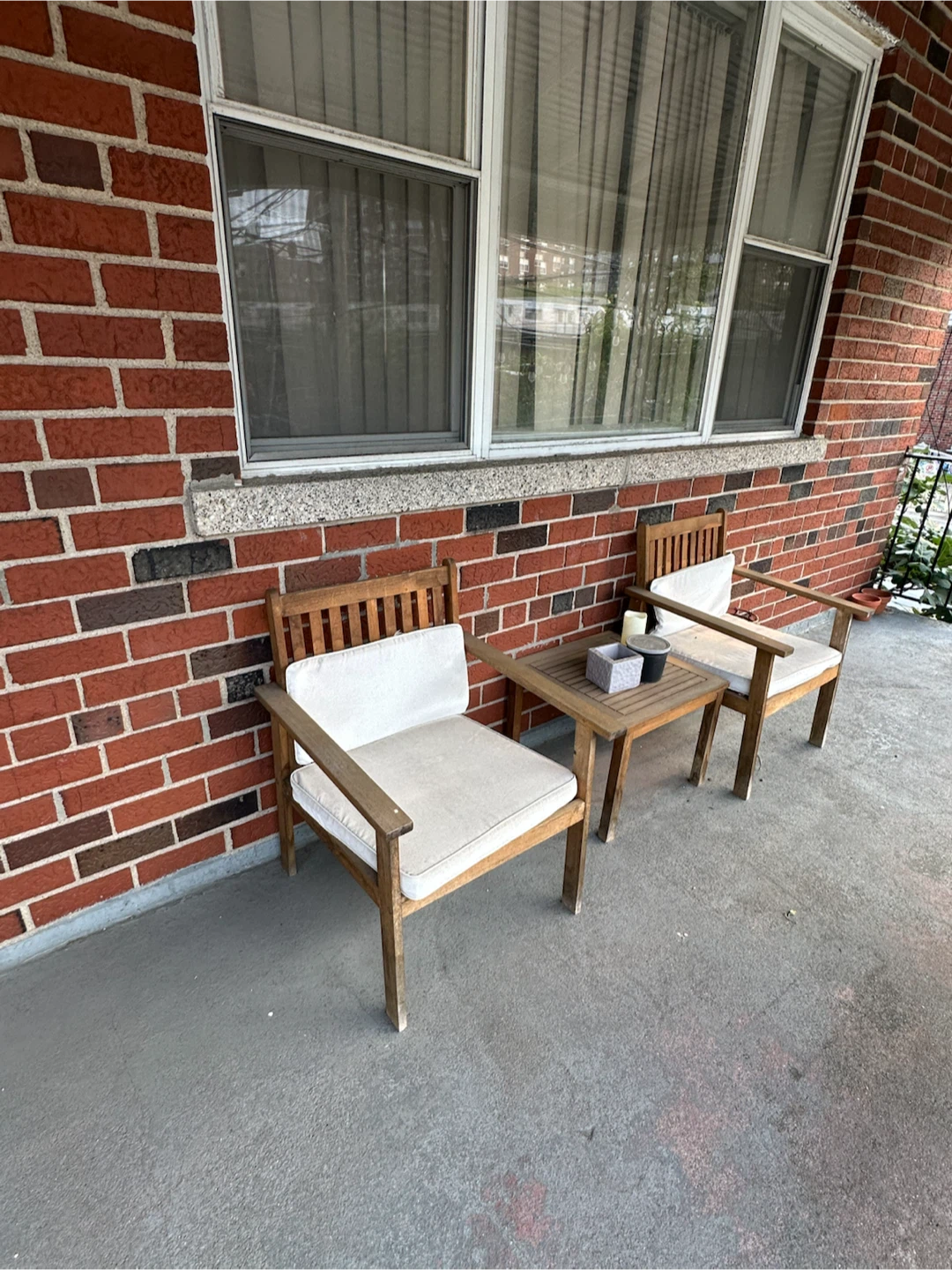 Wooden Patio Chairs and Side Table Set