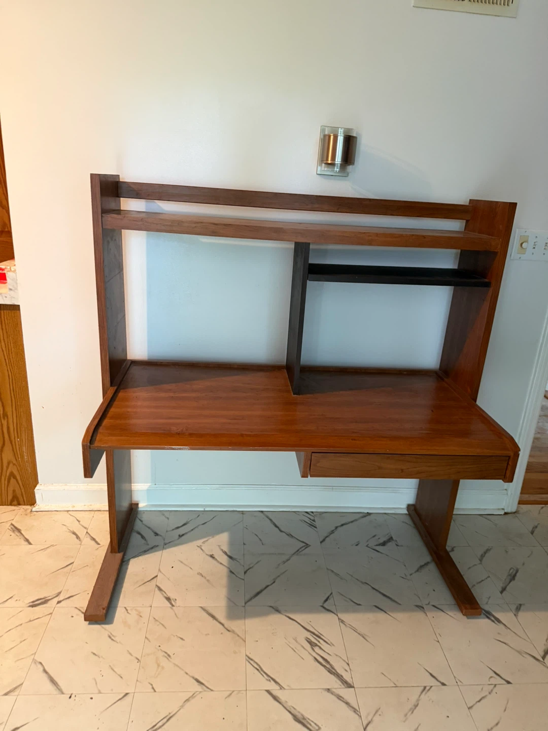 Wooden Desk with Shelving
