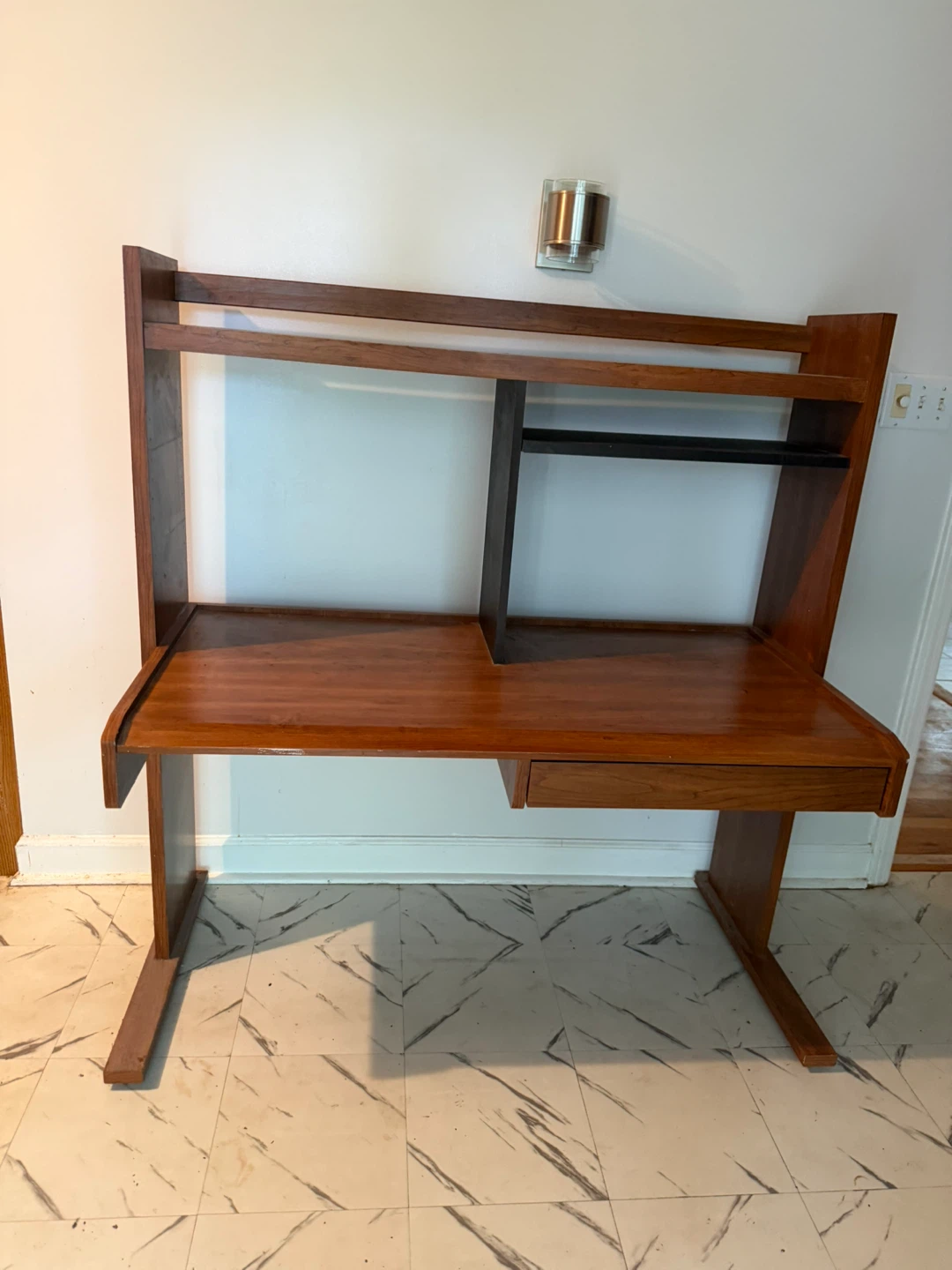 Wooden Desk with Shelving - photo 2