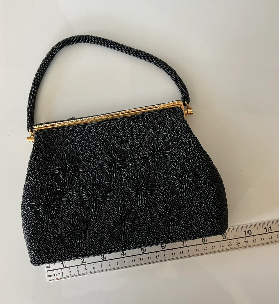 Vintage 1960s Black Beaded Cocktail Handbag - photo 4