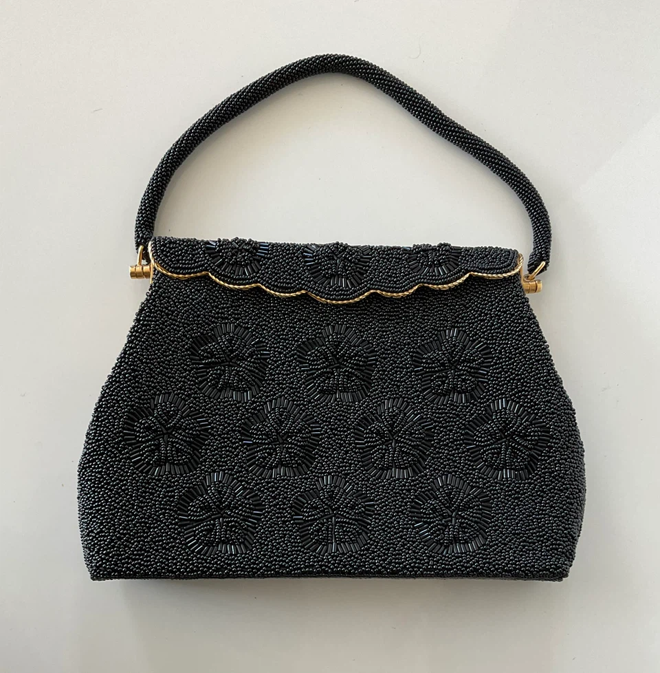 Vintage 1960s Black Beaded Cocktail Handbag - photo 5