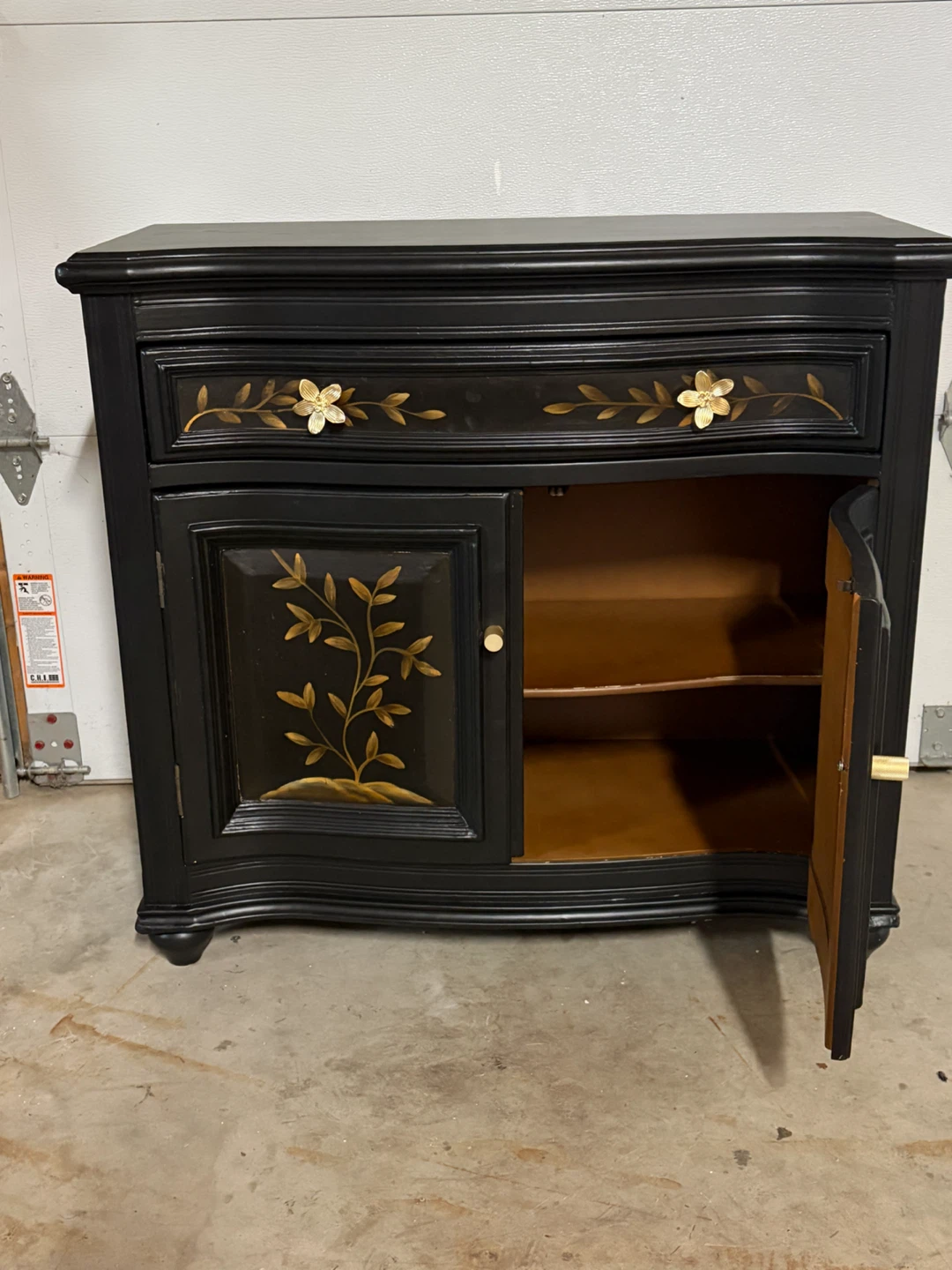 Black Accent Cabinet with Floral Design - photo 3