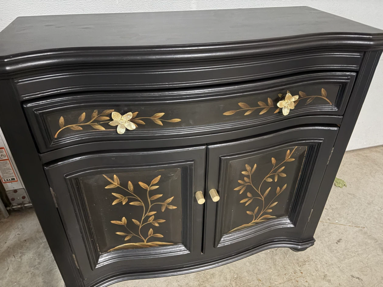 Black Accent Cabinet with Floral Design - photo 4