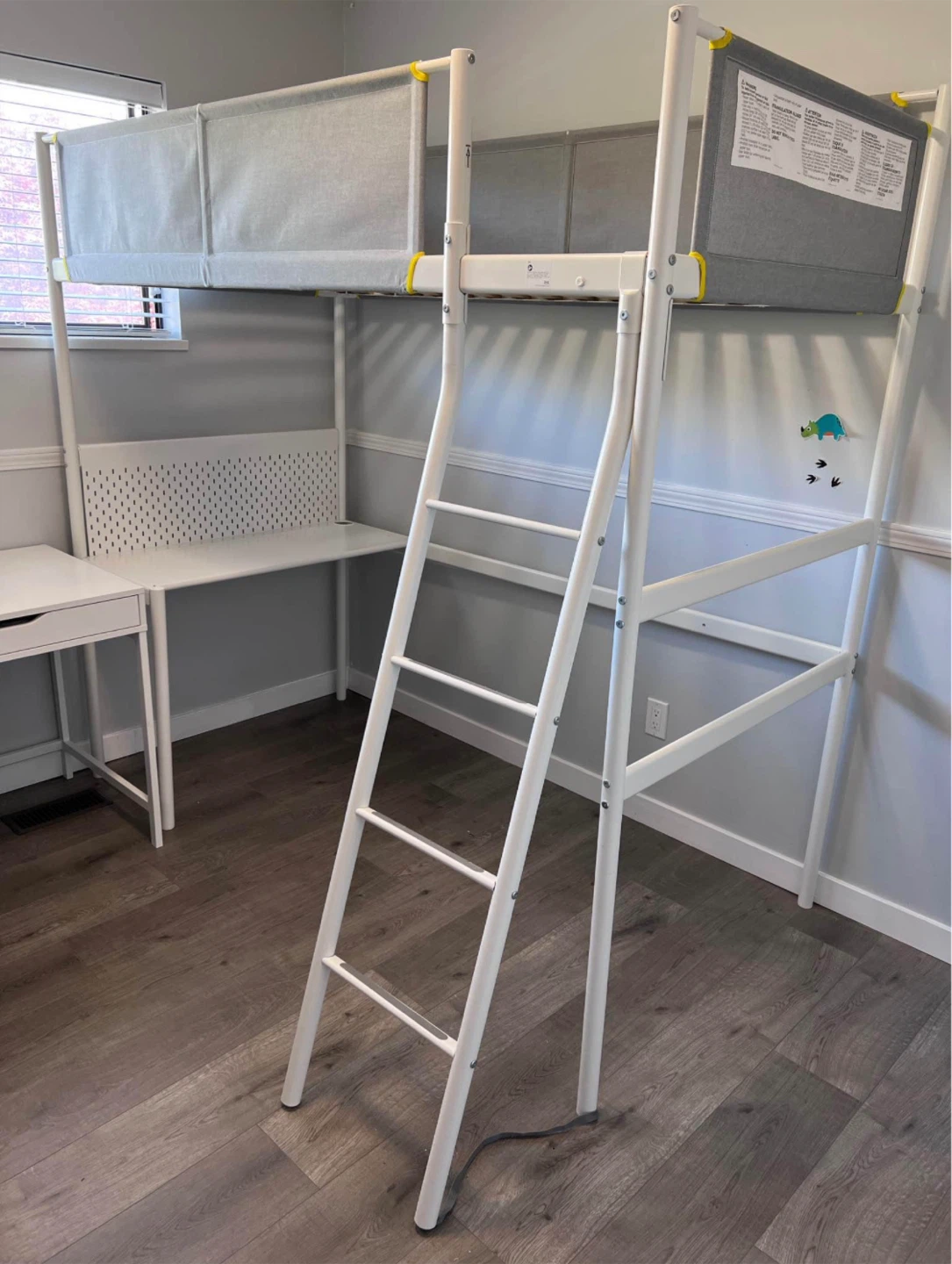 IKEA VITVAL Loft Bed Frame with Desk Top, Twin