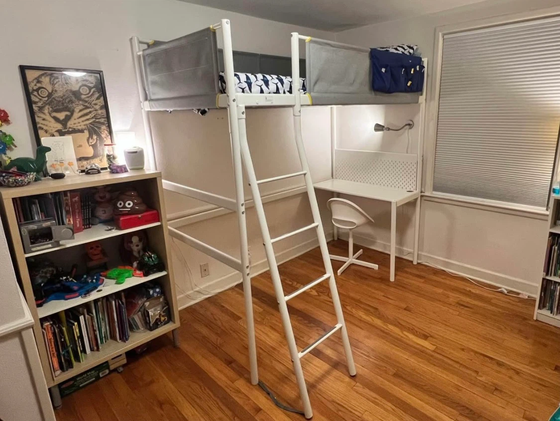 IKEA VITVAL Loft Bed Frame with Desk Top, Twin - photo 2