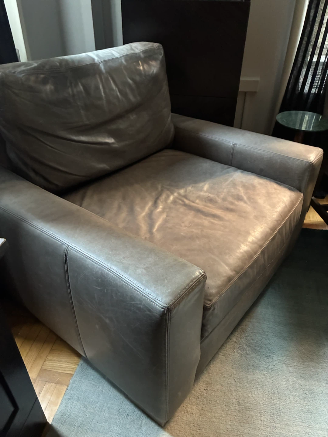 Restoration Hardware gray leather armchaor - photo 3