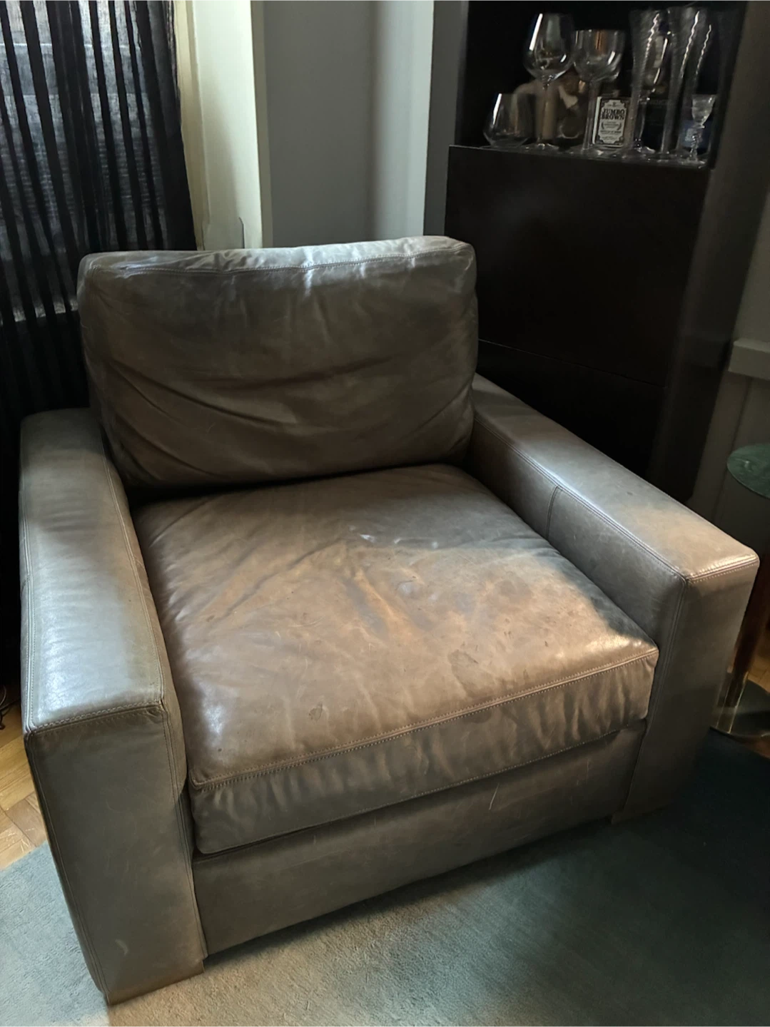 Restoration Hardware gray leather armchaor - photo 4