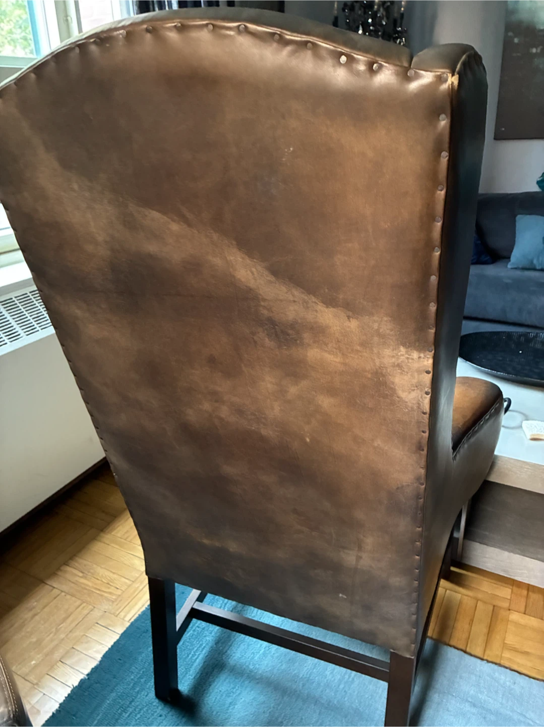 Restoration Hardware Brown Leather Wingback Accent Chair - photo 4