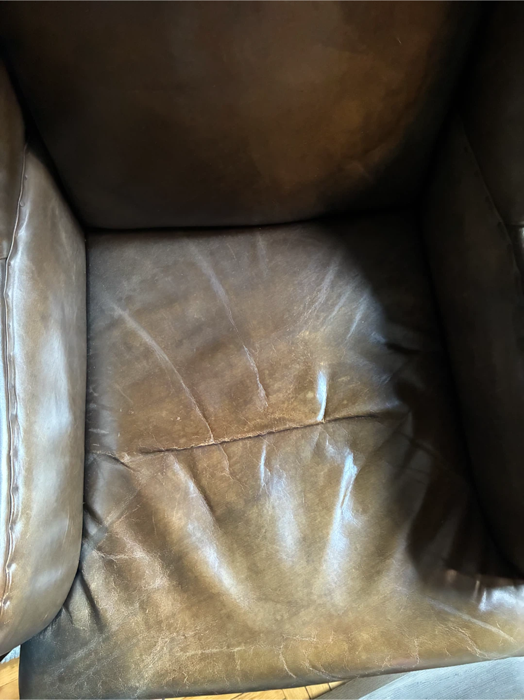 Restoration Hardware Brown Leather Wingback Accent Chair - photo 5