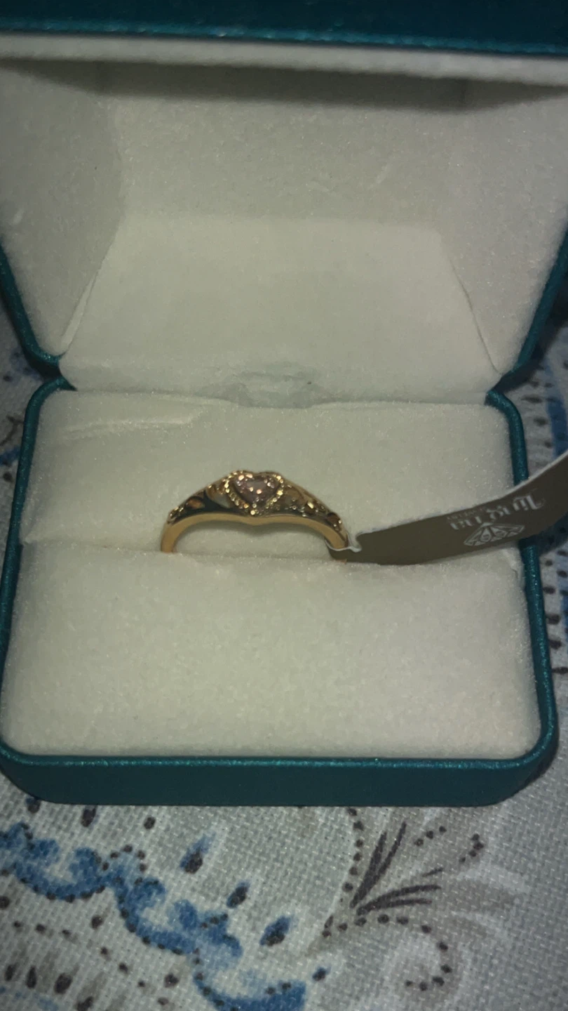 Gold Heart Ring with Pink Stone