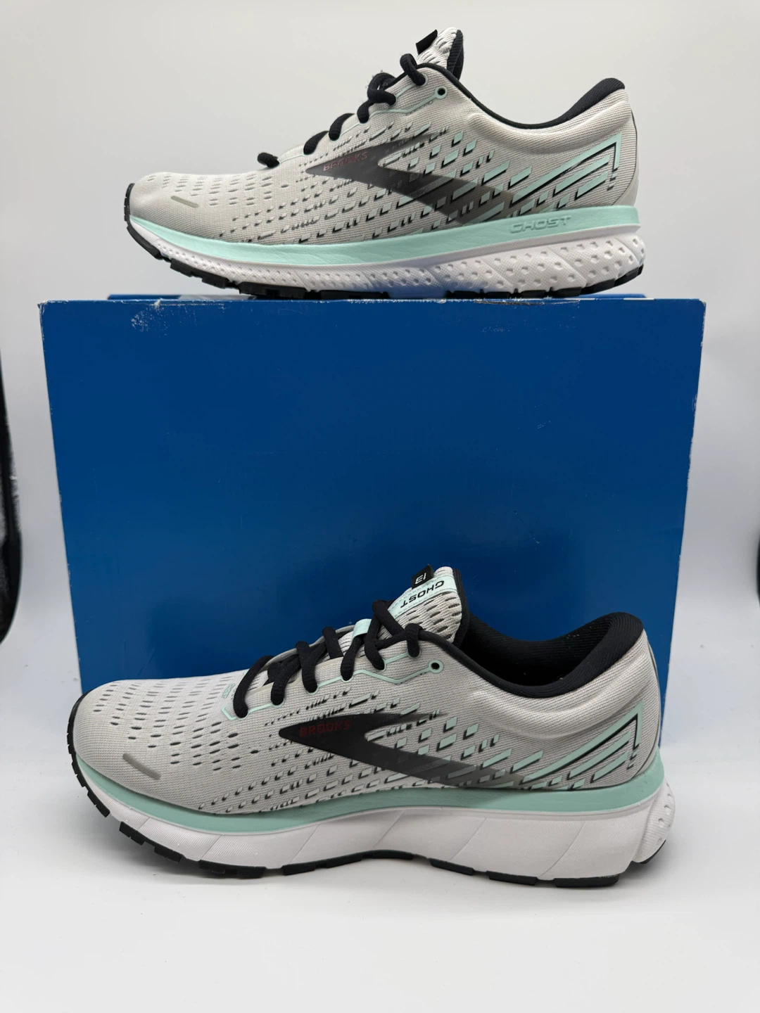 Brooks Ghost 13 Gray/Aqua Blue Women’s Running Shoes Size US 10B