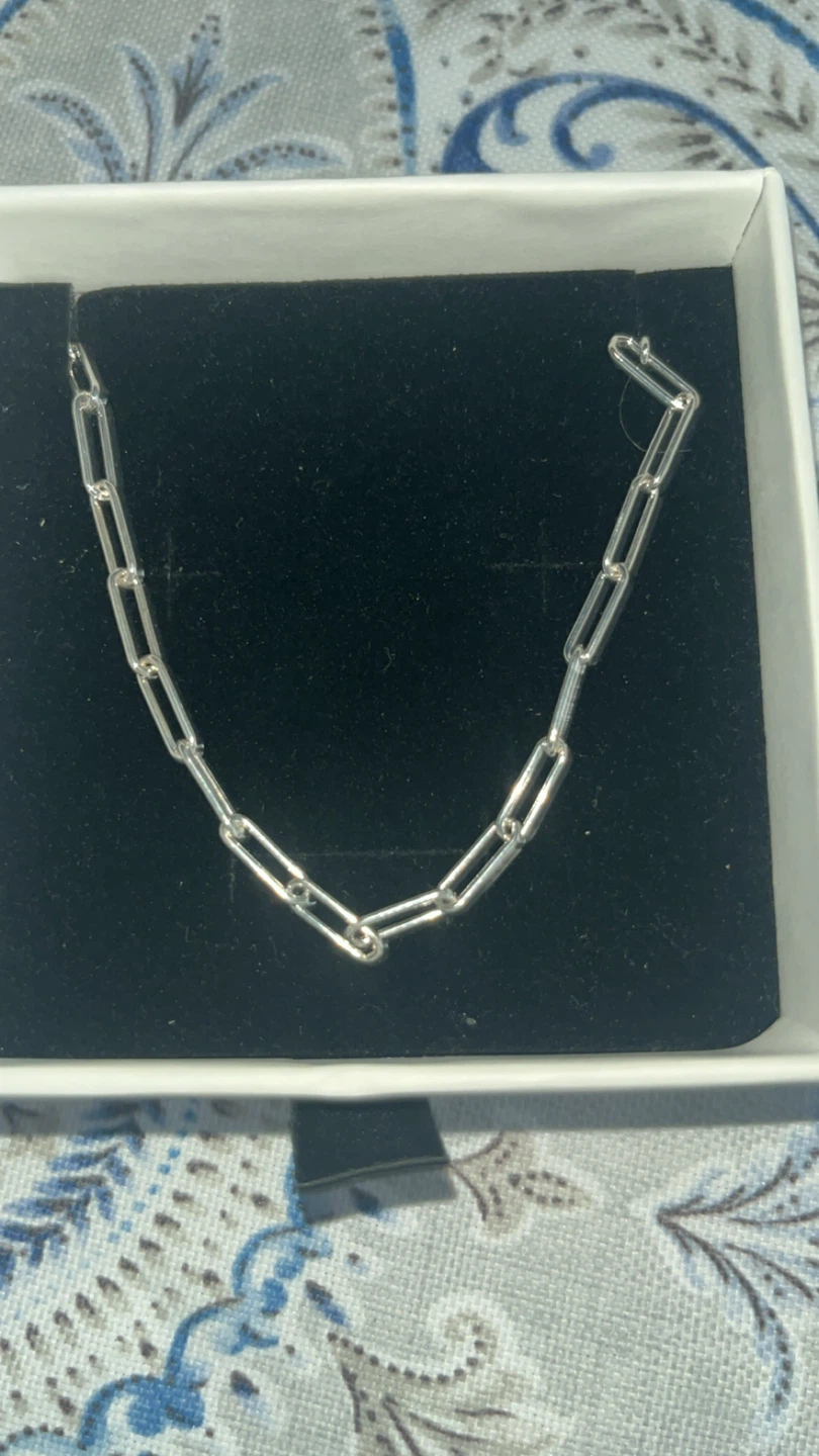 Silver Paperclip Chain Necklace 925